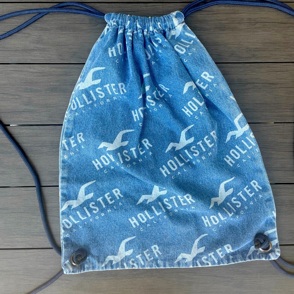 Hollister Demin Drawstring Backpack